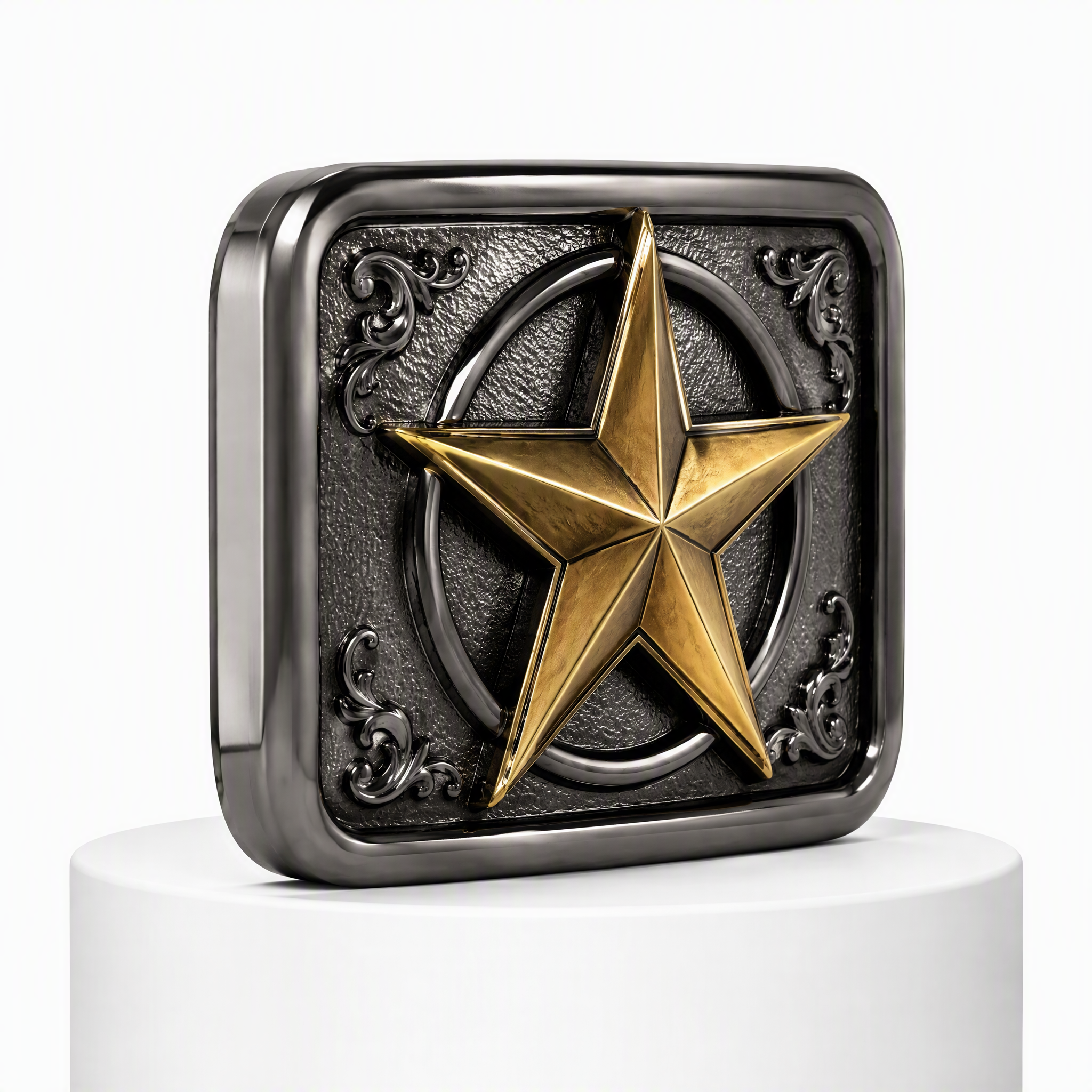 Gunmetal Gold Plated Western Star Belt Buckle Zinc Alloy Two-Tone Brushed OEM Cowboy Belt Buckle