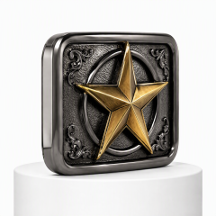 Gunmetal Gold Plated Western Star Belt Buckle Zinc Alloy Two-Tone Brushed OEM Cowboy Belt Buckle