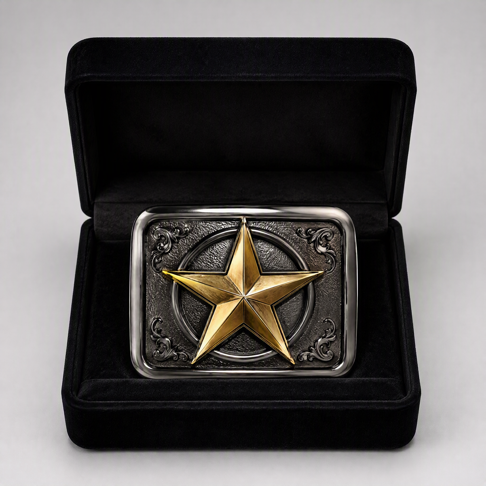Gunmetal Gold Plated Western Star Belt Buckle Zinc Alloy Two-Tone Brushed OEM Cowboy Belt Buckle