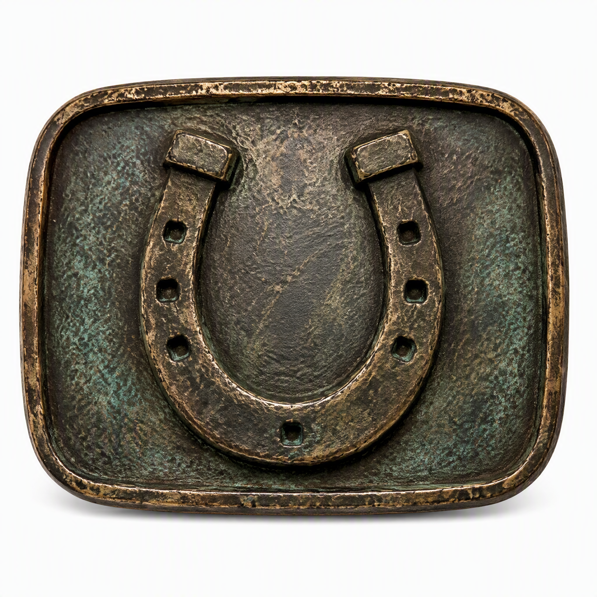 Antique Weathered Horseshoe Belt Buckle Zinc Alloy Rustic Western OEM Cowboy Belt Buckle