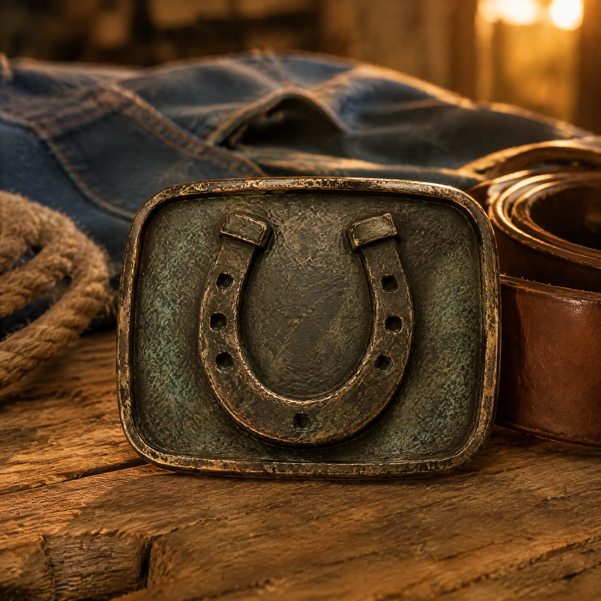 Antique Weathered Horseshoe Belt Buckle Zinc Alloy Rustic Western OEM Cowboy Belt Buckle