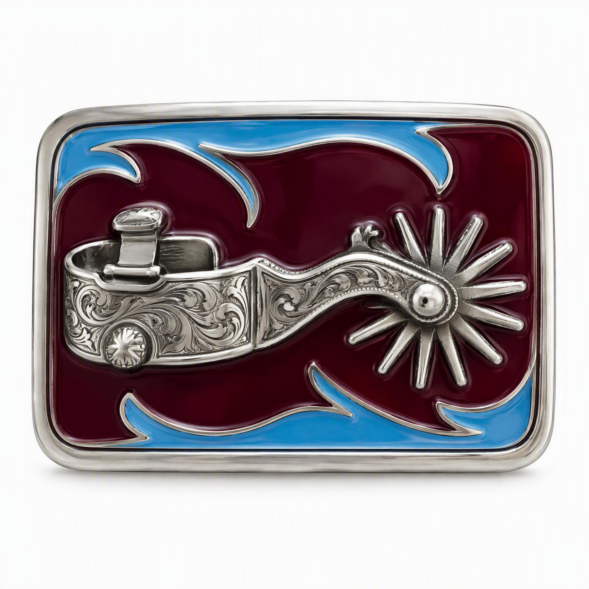 Hard Enamel Western Spur Belt Buckle Zinc Alloy Smooth Polish OEM Cowboy Belt Buckle