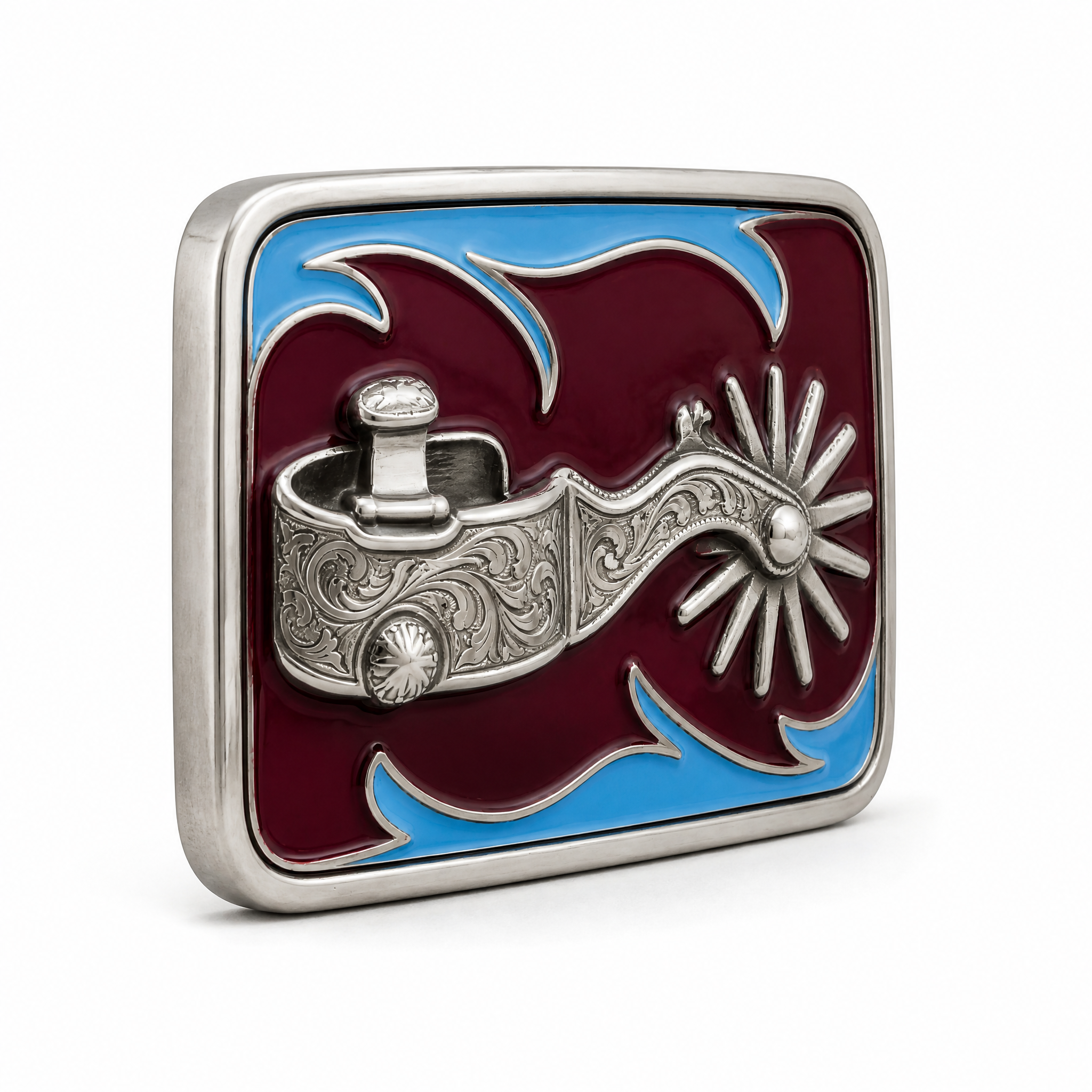 Hard Enamel Western Spur Belt Buckle Zinc Alloy Smooth Polish OEM Cowboy Belt Buckle