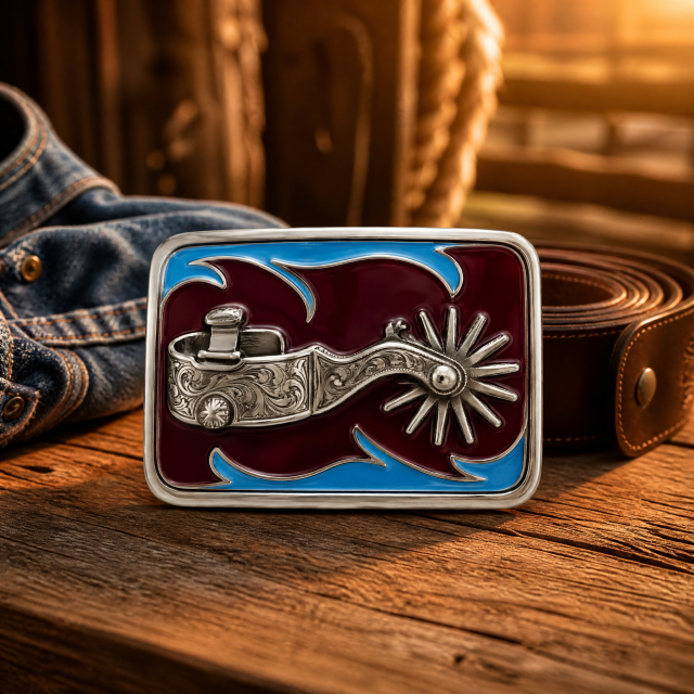 Hard Enamel Western Spur Belt Buckle Zinc Alloy Smooth Polish OEM Cowboy Belt Buckle