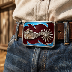 Hard Enamel Western Spur Belt Buckle Zinc Alloy Smooth Polish OEM Cowboy Belt Buckle