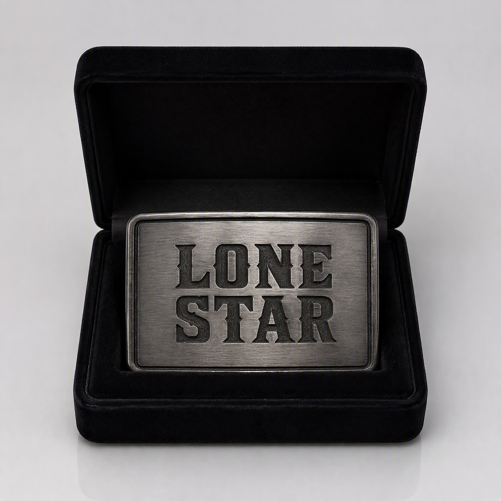 Laser Engraved LONE STAR Belt Buckle Zinc Alloy Custom Text Low MOQ OEM Cowboy Belt Buckle