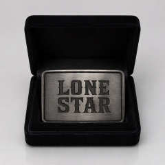 Laser Engraved LONE STAR Belt Buckle Zinc Alloy Custom Text Low MOQ OEM Cowboy Belt Buckle