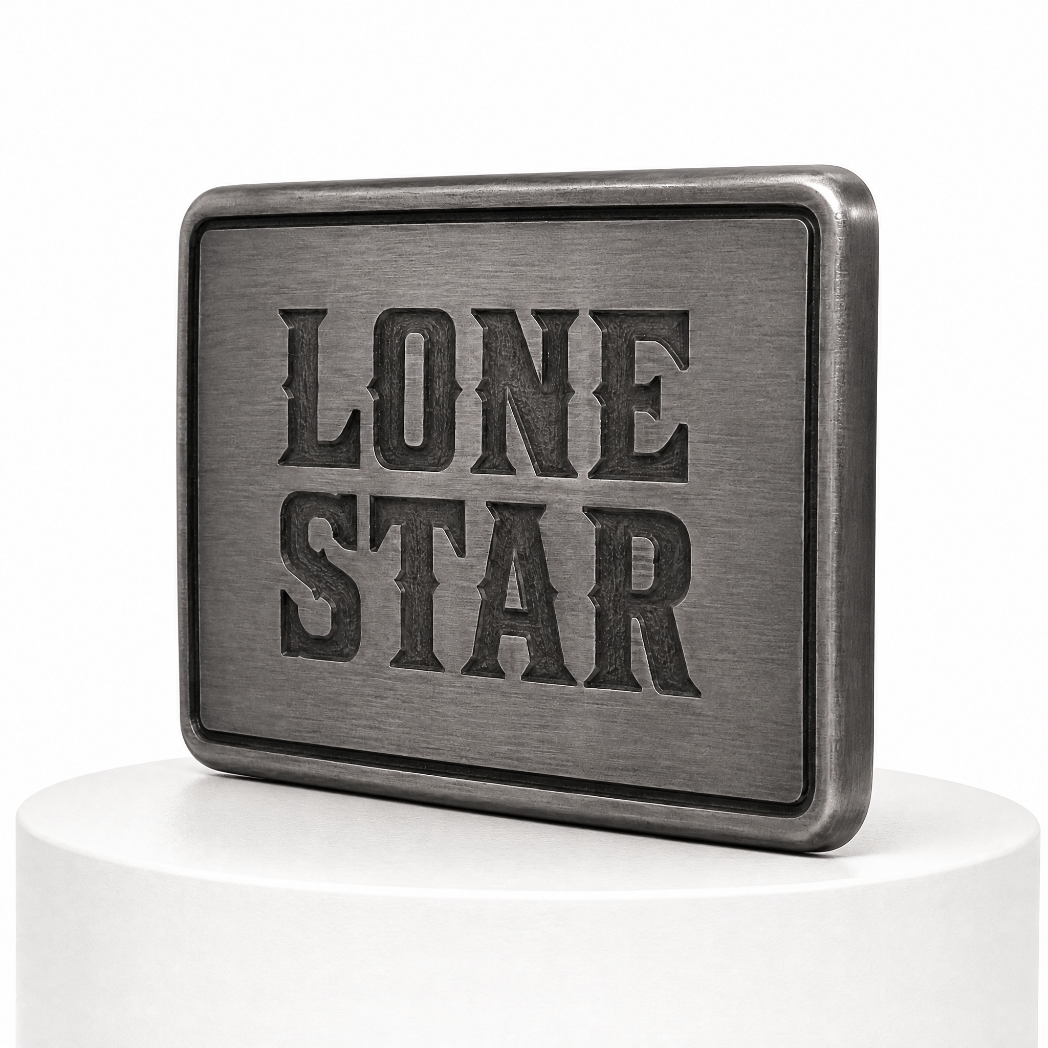 Laser Engraved LONE STAR Belt Buckle Zinc Alloy Custom Text Low MOQ OEM Cowboy Belt Buckle