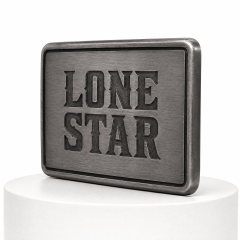 Laser Engraved LONE STAR Belt Buckle Zinc Alloy Custom Text Low MOQ OEM Cowboy Belt Buckle