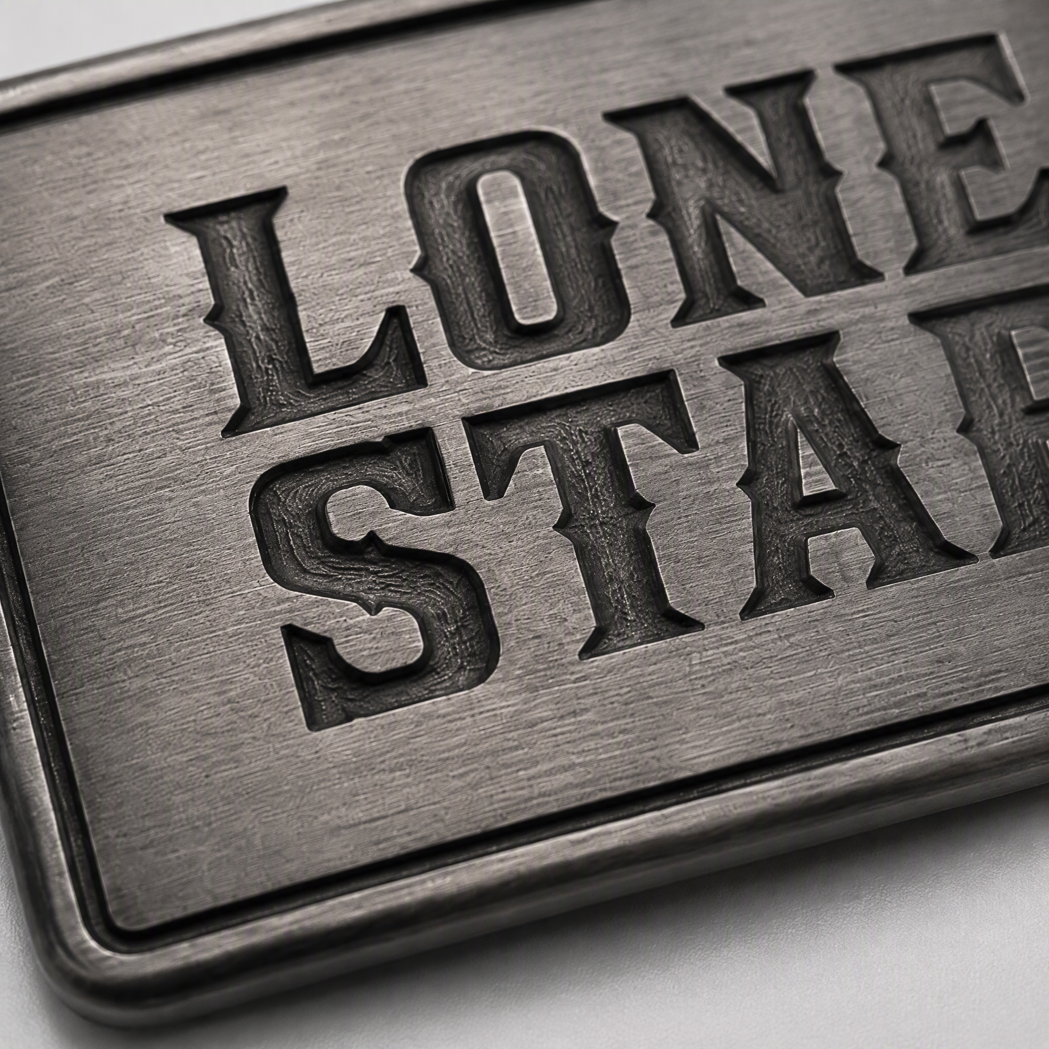 Laser Engraved LONE STAR Belt Buckle Zinc Alloy Custom Text Low MOQ OEM Cowboy Belt Buckle