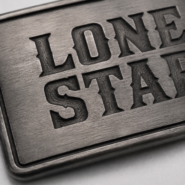 Laser Engraved LONE STAR Belt Buckle Zinc Alloy Custom Text Low MOQ OEM Cowboy Belt Buckle
