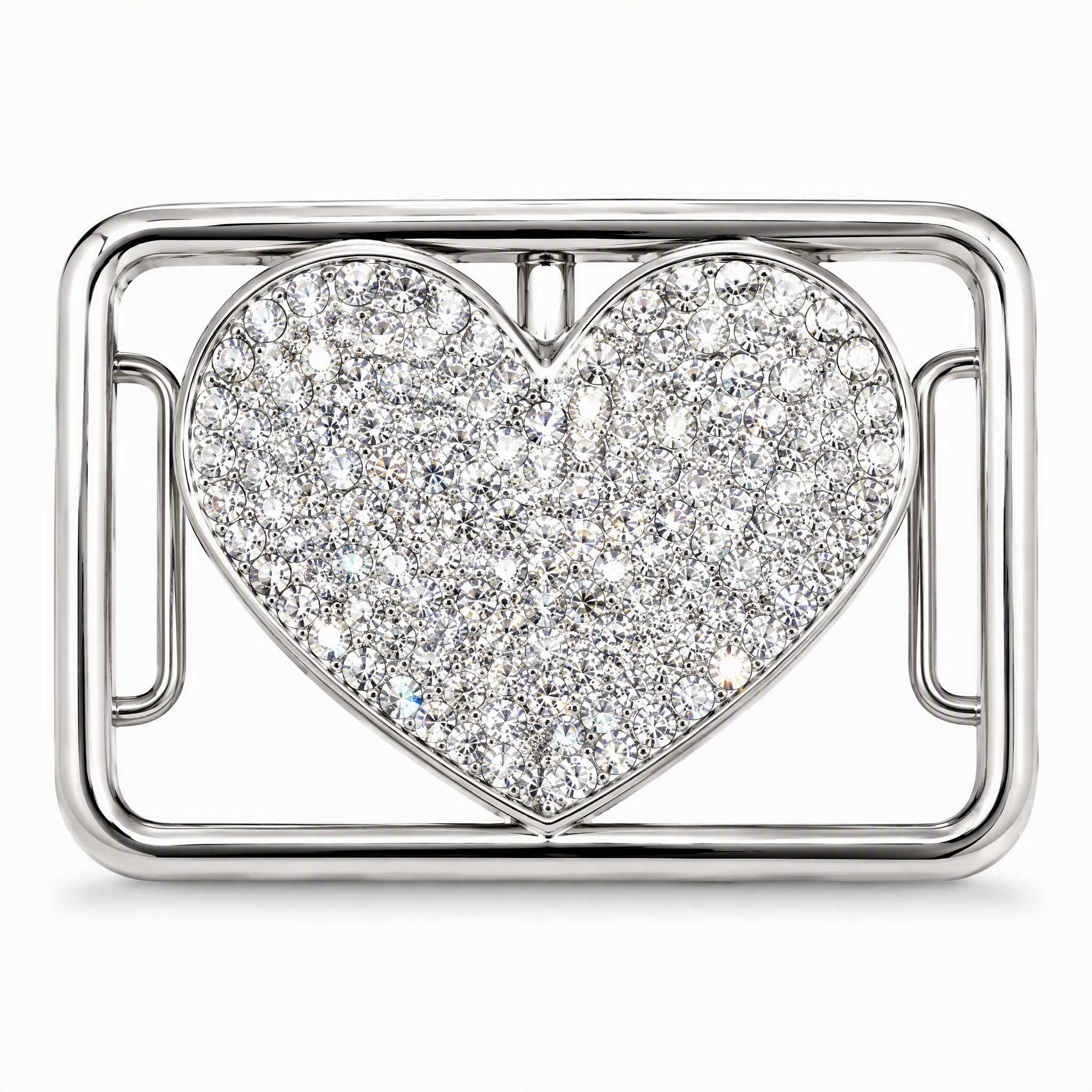 Crystal Heart Belt Buckle Women Zinc Alloy Zircon Rhinestone Glamour OEM Gift Belt Buckle