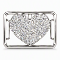 Crystal Heart Belt Buckle Women Zinc Alloy Zircon Rhinestone Glamour OEM Gift Belt Buckle
