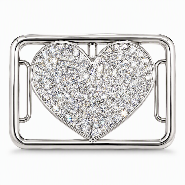 Crystal Heart Belt Buckle Women Zinc Alloy Zircon Rhinestone Glamour OEM Gift Belt Buckle