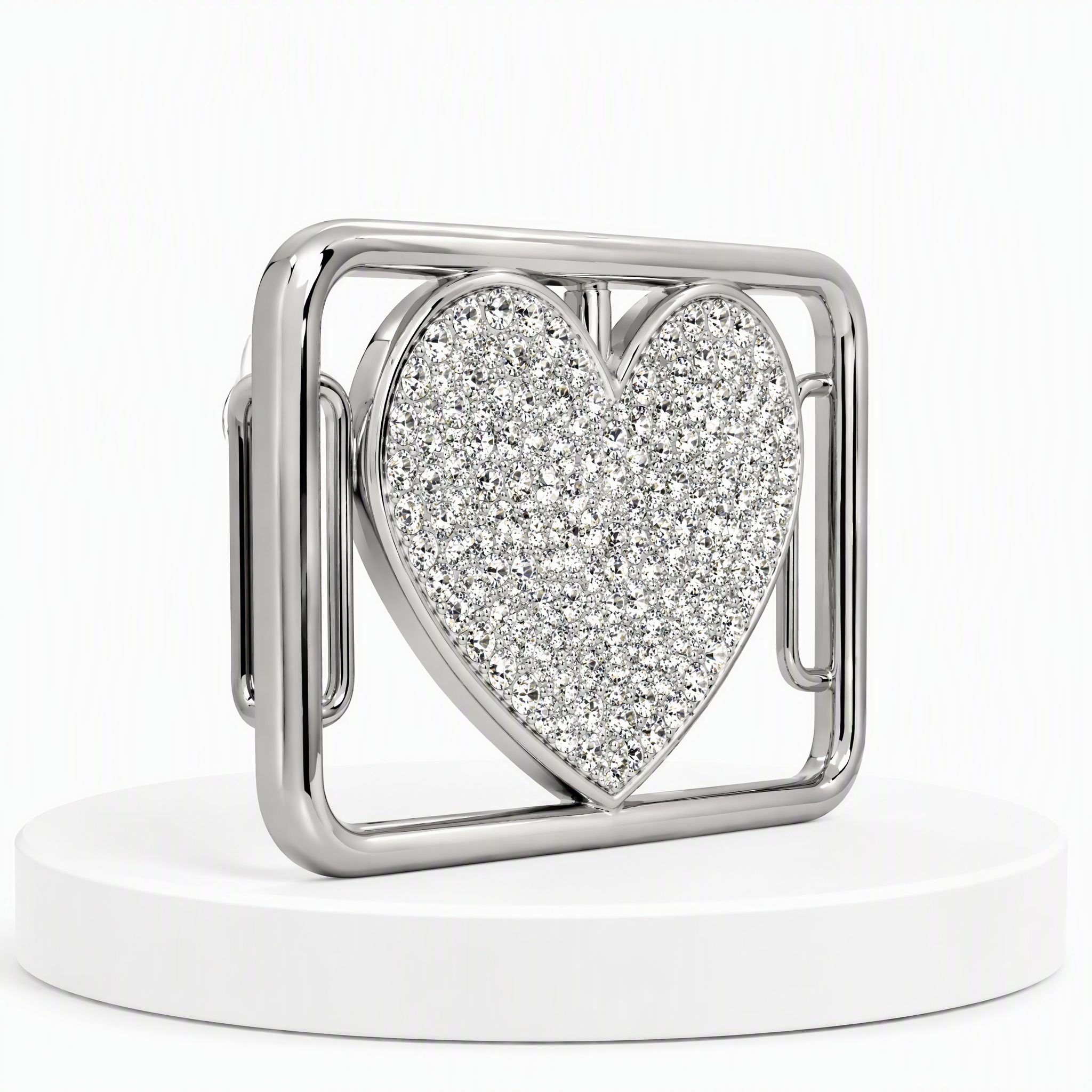 Crystal Heart Belt Buckle Women Zinc Alloy Zircon Rhinestone Glamour OEM Gift Belt Buckle