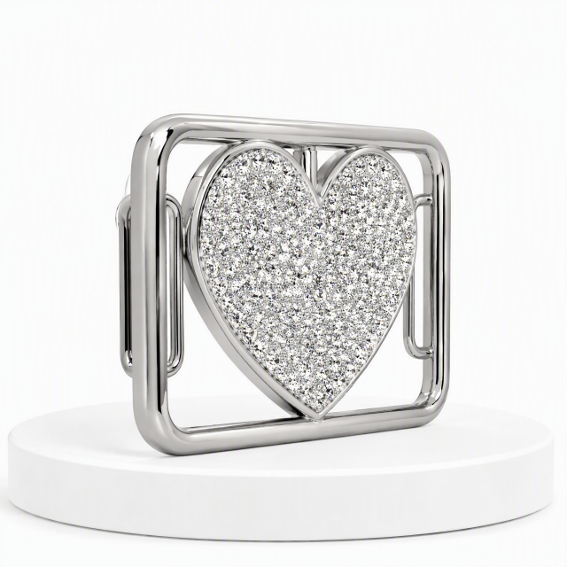 Crystal Heart Belt Buckle Women Zinc Alloy Zircon Rhinestone Glamour OEM Gift Belt Buckle