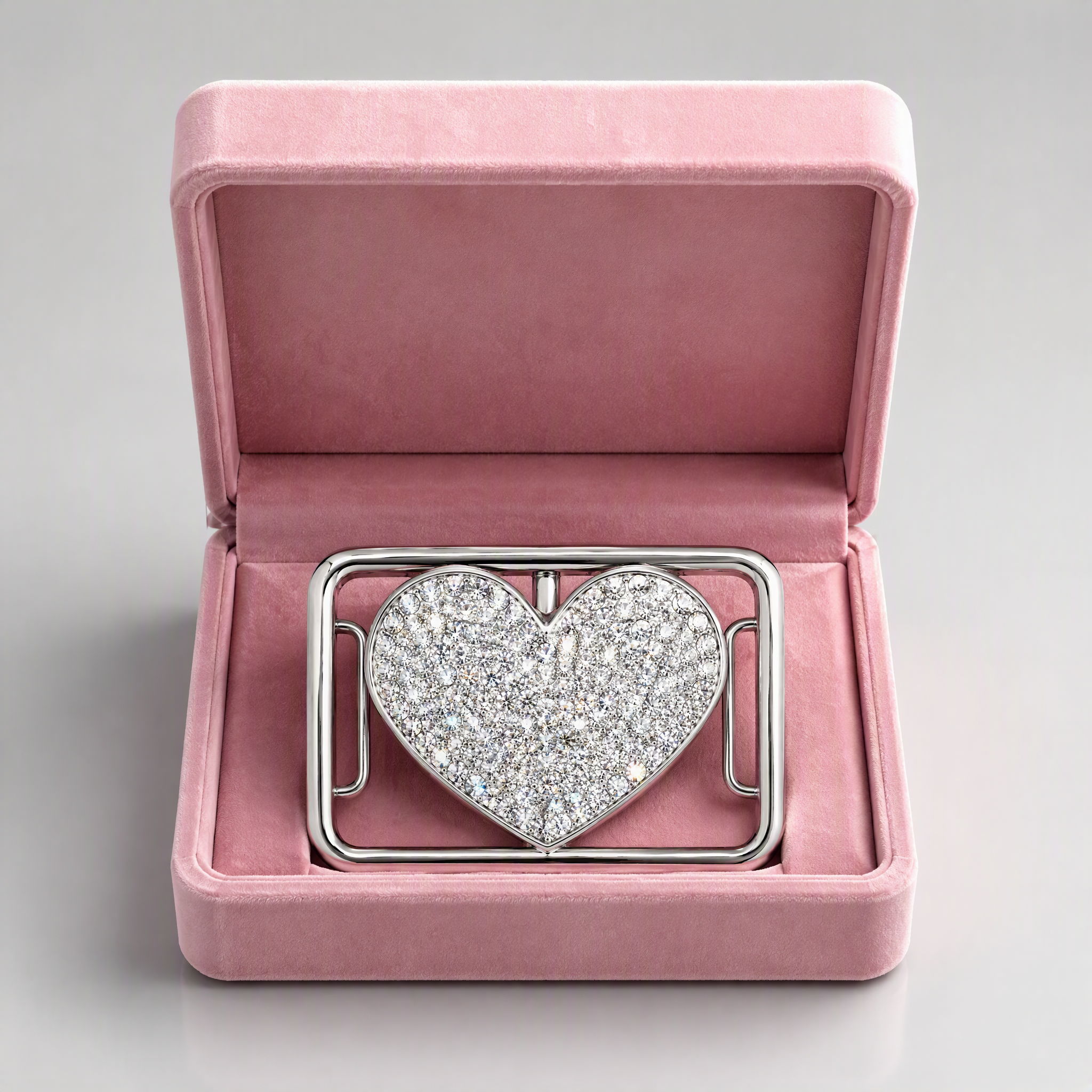 Crystal Heart Belt Buckle Women Zinc Alloy Zircon Rhinestone Glamour OEM Gift Belt Buckle
