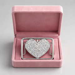 Crystal Heart Belt Buckle Women Zinc Alloy Zircon Rhinestone Glamour OEM Gift Belt Buckle