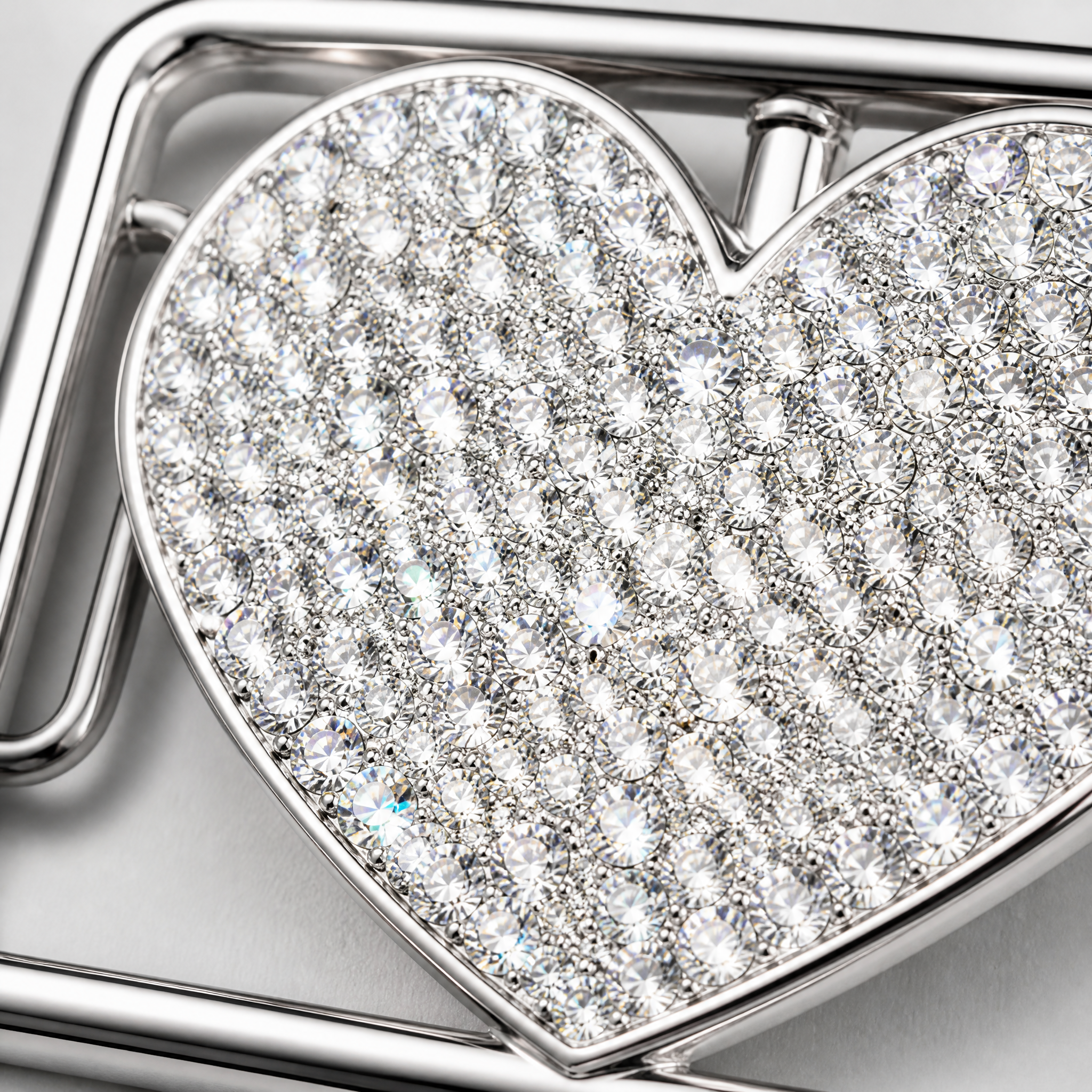 Crystal Heart Belt Buckle Women Zinc Alloy Zircon Rhinestone Glamour OEM Gift Belt Buckle