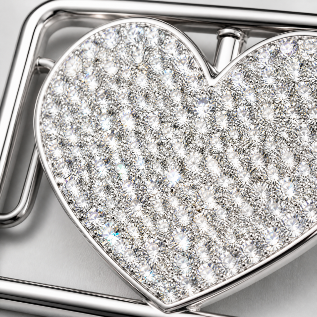 Crystal Heart Belt Buckle Women Zinc Alloy Zircon Rhinestone Glamour OEM Gift Belt Buckle