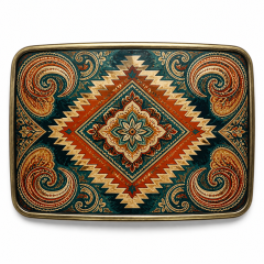 UV Print Geometric Belt Buckle Zinc Alloy Colorful Paisley Custom OEM Cowboy Belt Buckle