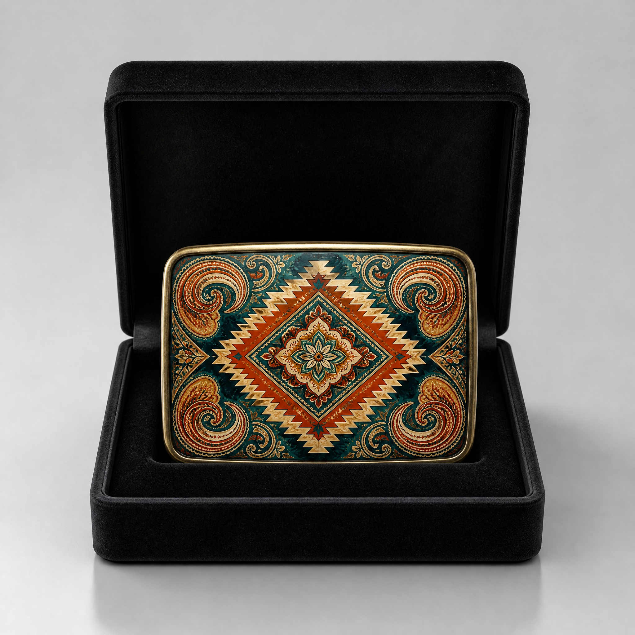 UV Print Geometric Belt Buckle Zinc Alloy Colorful Paisley Custom OEM Cowboy Belt Buckle