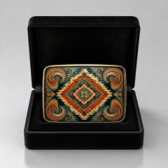 UV Print Geometric Belt Buckle Zinc Alloy Colorful Paisley Custom OEM Cowboy Belt Buckle