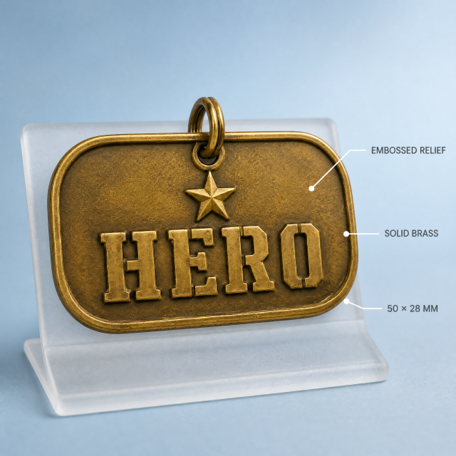 Custom Embossed Brass Dog Tag