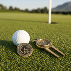 Antique Bronze Golf Divot Tool with Magnetic Ball Marker