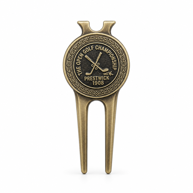 Antique Bronze Golf Divot Tool with Magnetic Ball Marker