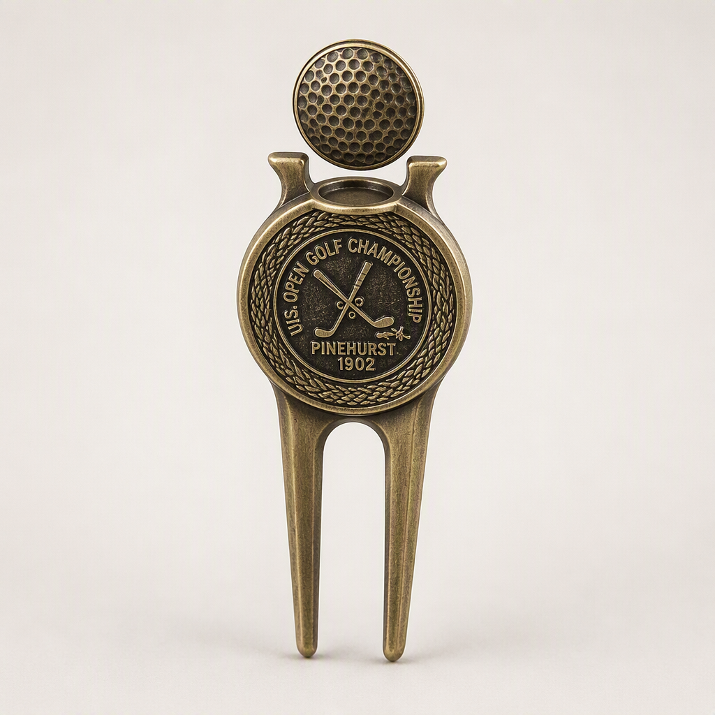 Antique Bronze Golf Divot Tool with Magnetic Ball Marker