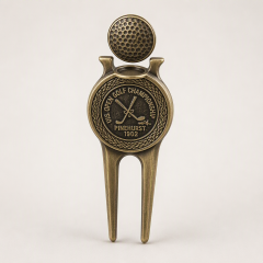 Antique Bronze Golf Divot Tool with Magnetic Ball Marker