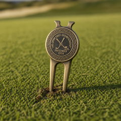 Antique Bronze Golf Divot Tool with Magnetic Ball Marker