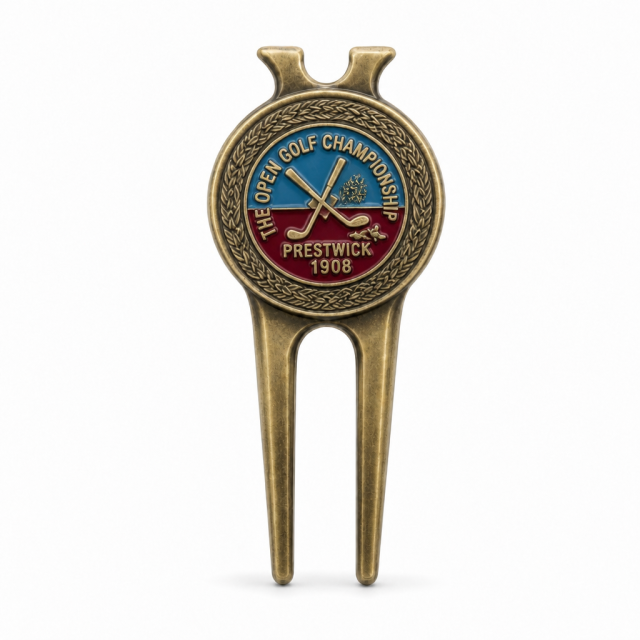Hard Enamel Golf Divot Tool with Magnetic Ball Marker