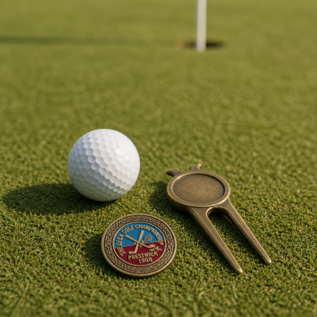 Hard Enamel Golf Divot Tool with Magnetic Ball Marker