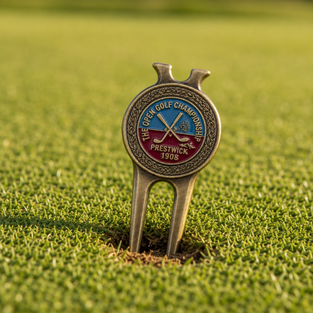 Hard Enamel Golf Divot Tool with Magnetic Ball Marker