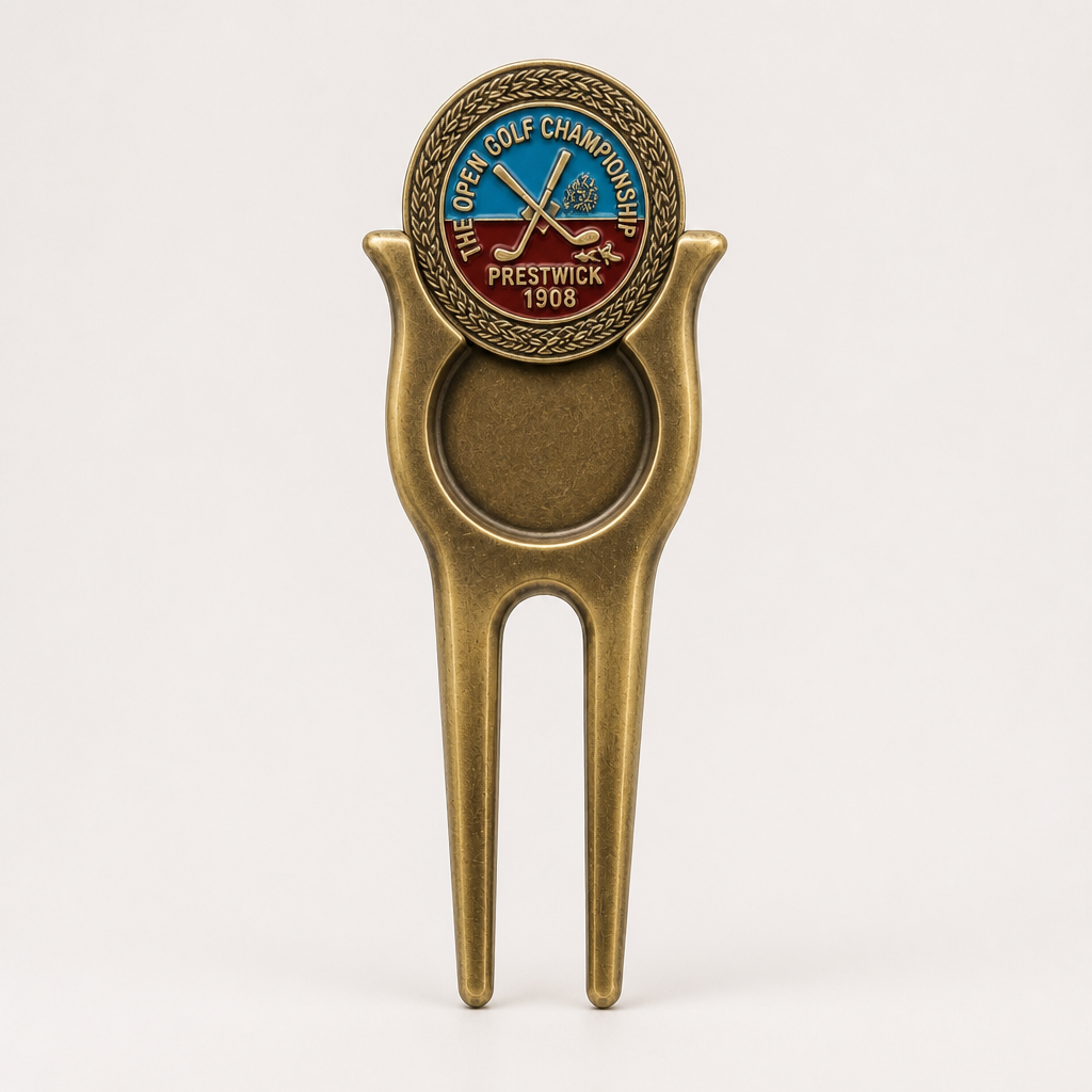 Hard Enamel Golf Divot Tool with Magnetic Ball Marker