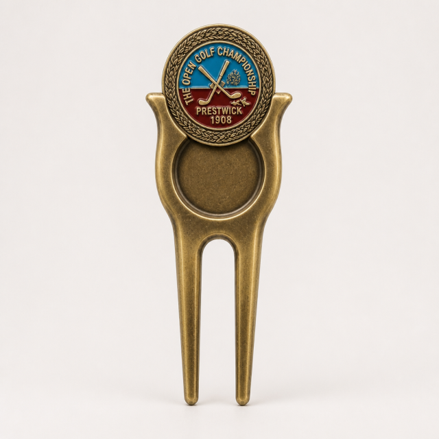 Hard Enamel Golf Divot Tool with Magnetic Ball Marker
