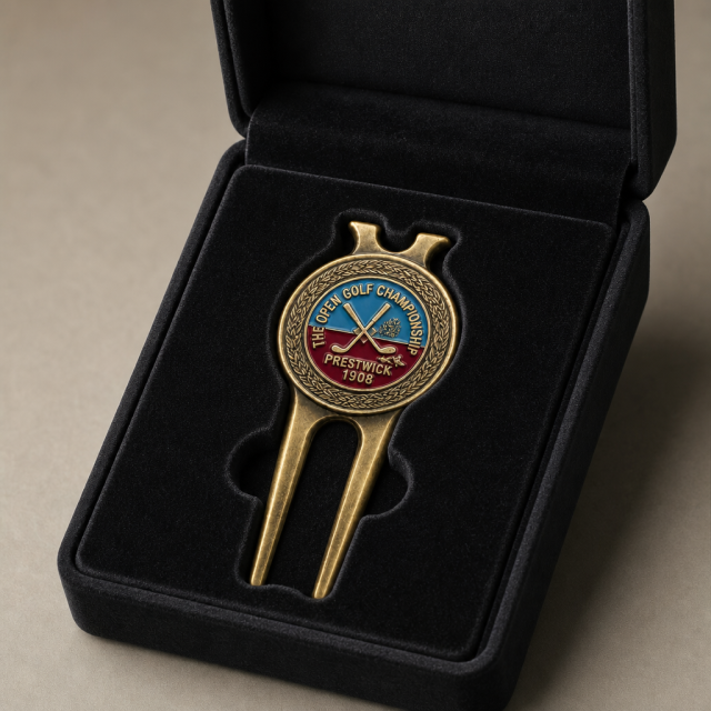 Hard Enamel Golf Divot Tool with Magnetic Ball Marker