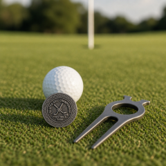Gunmetal PVD Golf Divot Tool with Magnetic Ball Marker