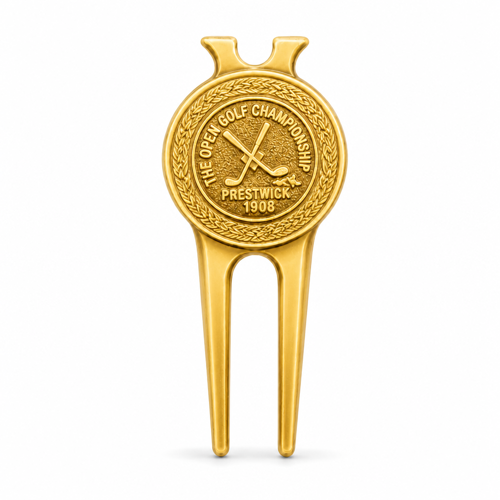 Gold Golf Divot Tool with Magnetic Ball Marker