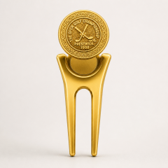 Gold Golf Divot Tool with Magnetic Ball Marker