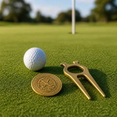 Gold Golf Divot Tool with Magnetic Ball Marker