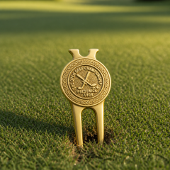 Gold Golf Divot Tool with Magnetic Ball Marker