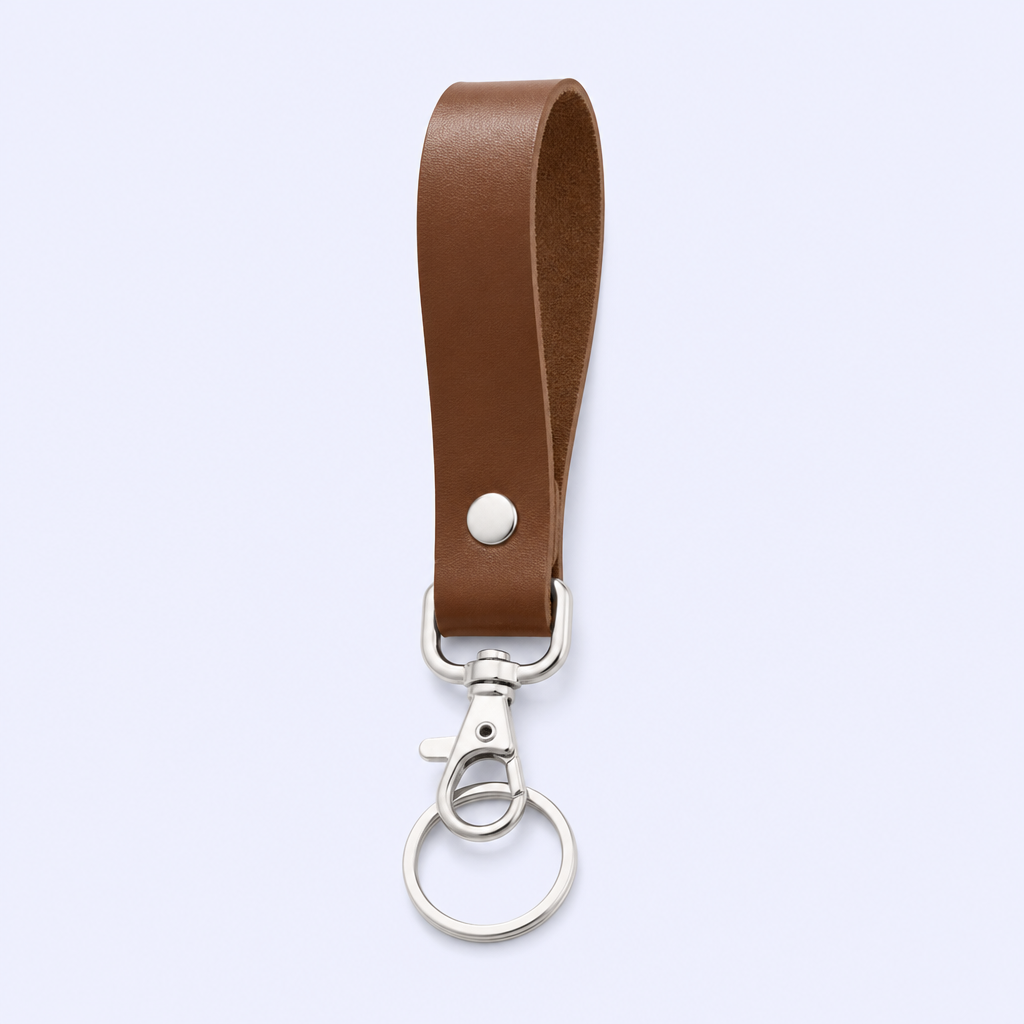 Custom PU Leather Wristlet Key Fob - Promotional Bulk Leather Keychain with Logo
