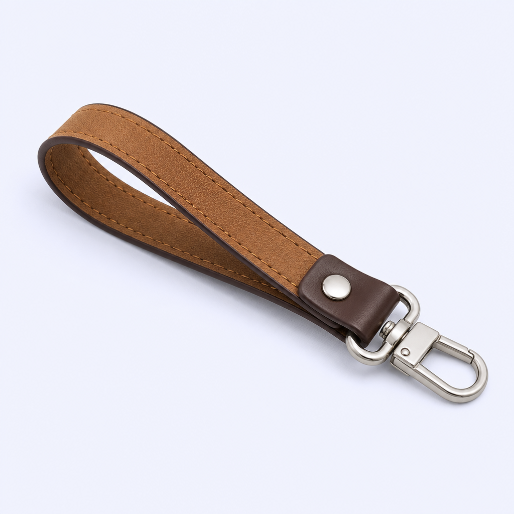 Custom PU Leather Wristlet Key Fob - Promotional Bulk Leather Keychain with Logo