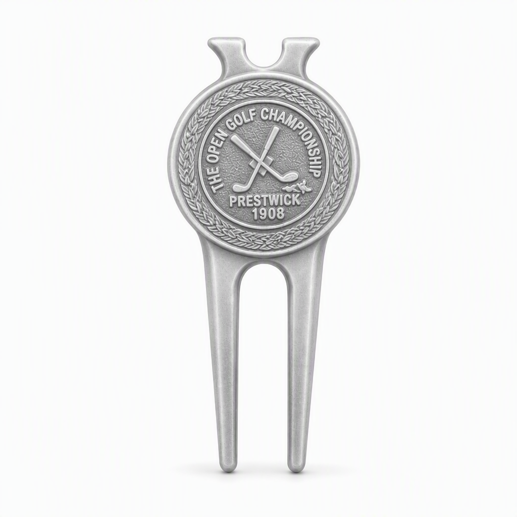 Silver Golf Divot Tool with Magnetic Ball Marker