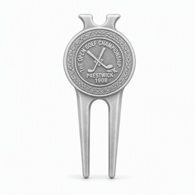 Silver Golf Divot Tool with Magnetic Ball Marker