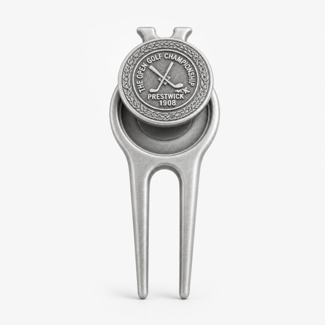 Silver Golf Divot Tool with Magnetic Ball Marker