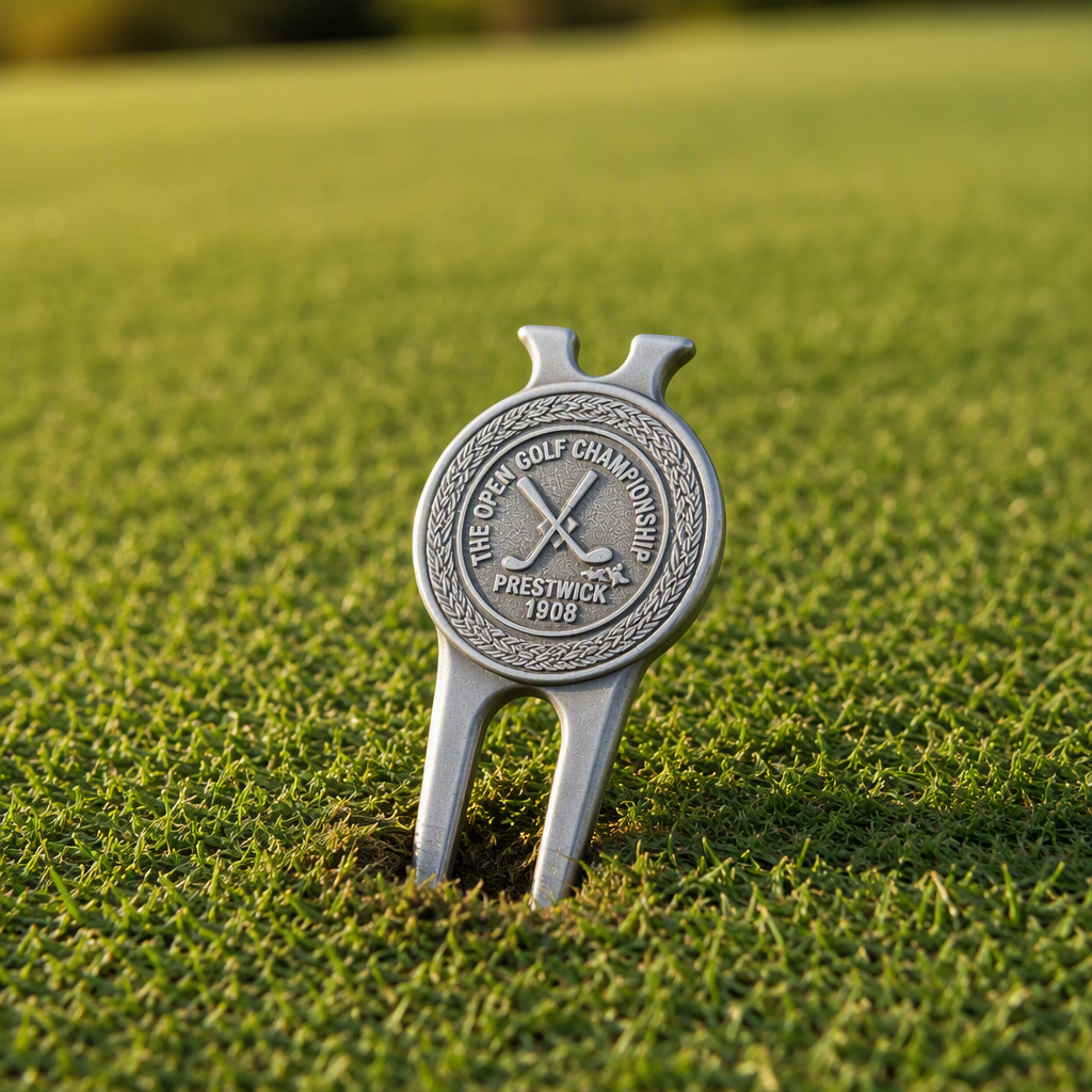 Silver Golf Divot Tool with Magnetic Ball Marker